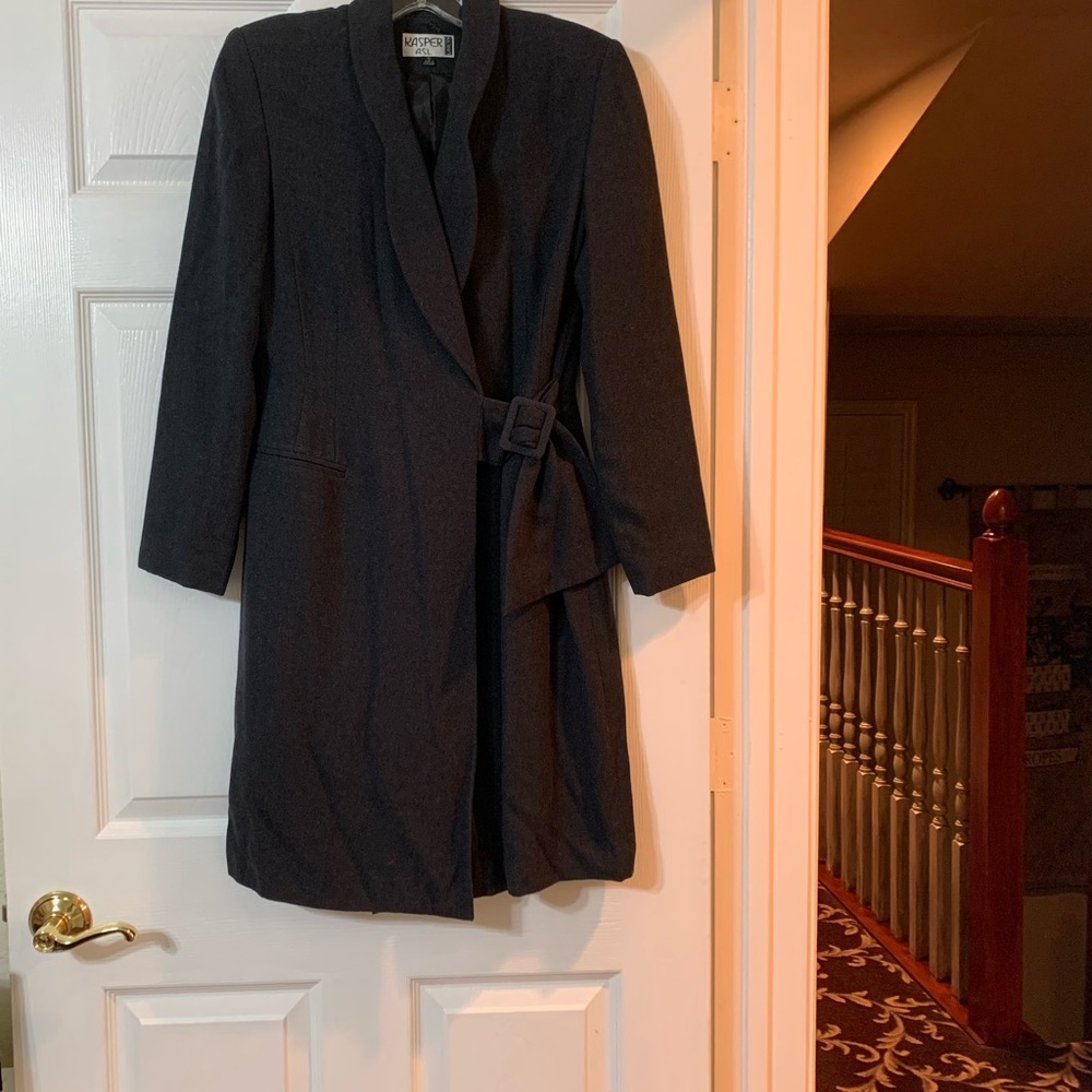 Dark Gray Long Coat/Dress with Belt - Size 6